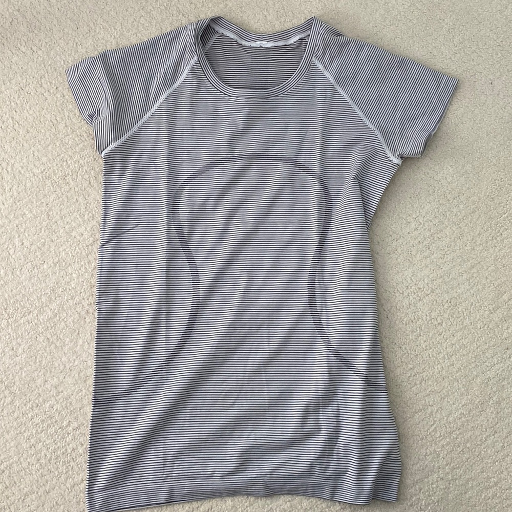 White and Black striped lululemon shirt size 8